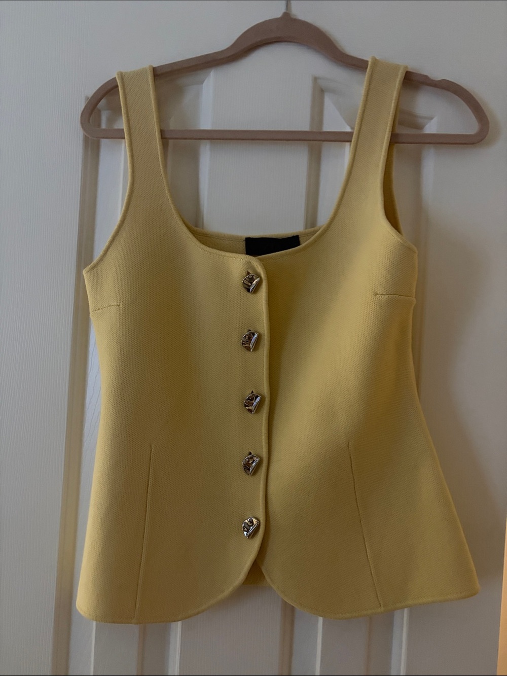Zara Yellow Sleeveless Button Front Top